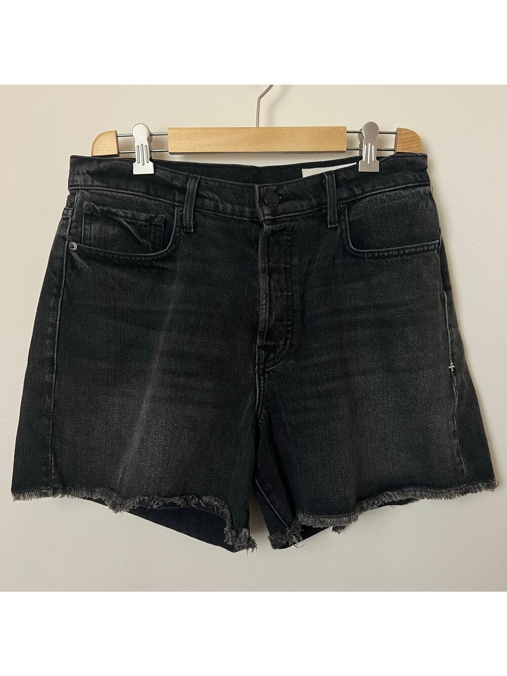 IMOGENE + WILLIE Faded Black Denim Cut Off Shorts Jean Shorts Button Fly 29